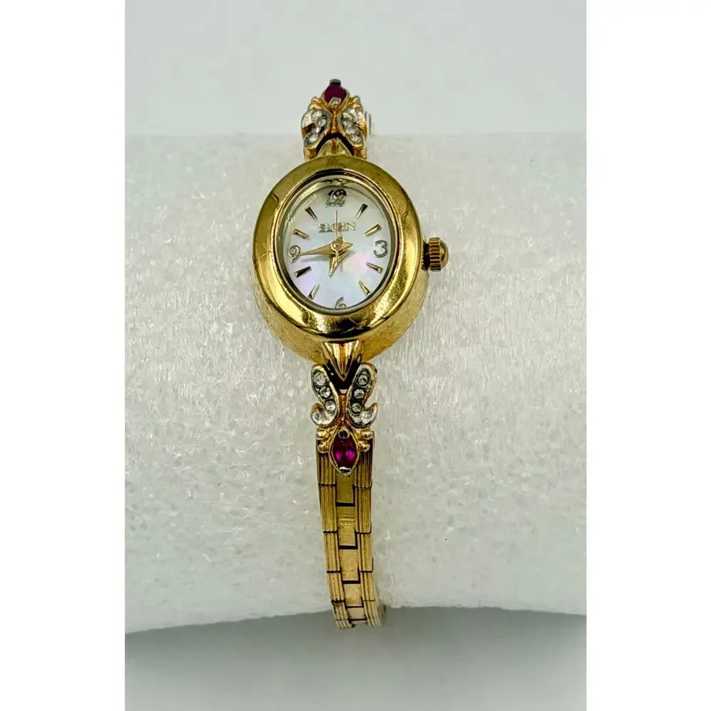 Elgin Women's Petite Genuine Ruby Watch Model EG8077 NEW BATTERY